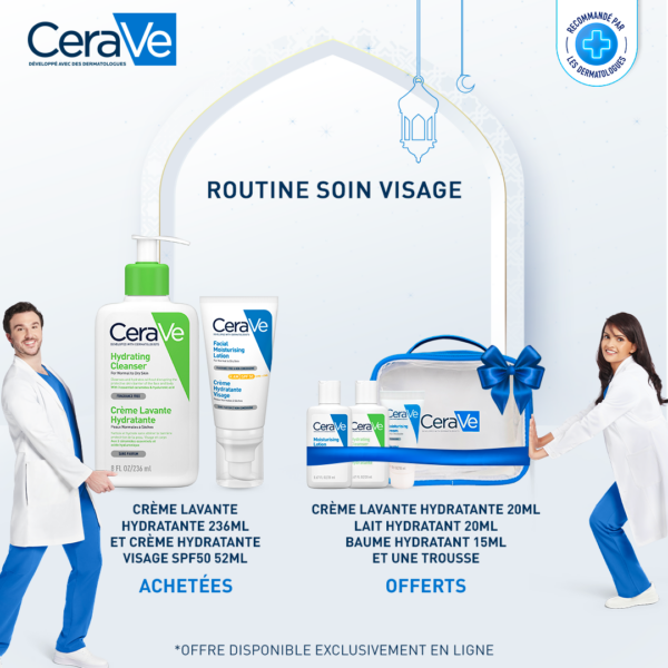 CeraVe Pack :  Crème visage spf50 + Crème lavante 236ML