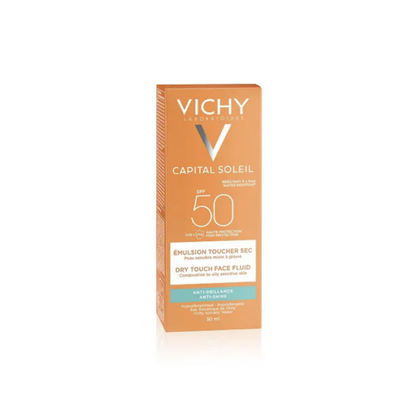 Vichy Capital Soleil Émulsion Invisible Anti-Brillance Toucher Sec SPF50 Peau Sensible Mixte à Grasse | 50ml