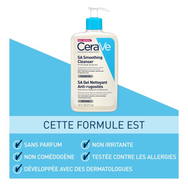 CeraVe SA Gel Nettoyant Anti-Rugosités | Peau Sèche Et Rugueuse | 473ml