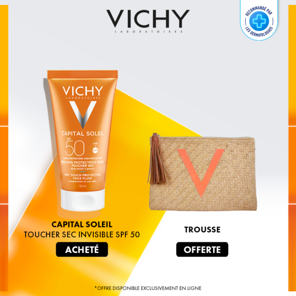 Vichy Capital Soleil Émulsion Invisible Anti-Brillance Toucher Sec SPF50 Peau Sensible Mixte à Grasse | 50ml