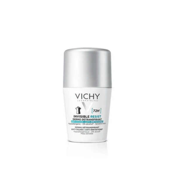 VICHY DÉODORANT DERMO-DÉTRANSPIRANT INVISIBLE PROTECT 72H ANTI-TACHES ANTI-IRRITATIONS.